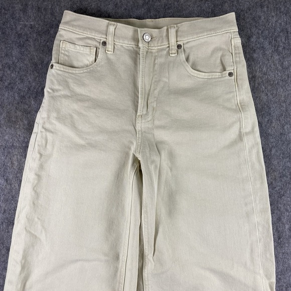 Gap High Rise Stride Wide-Leg Pants Jeans Women's 26x32‎ White Chino Work Office - Picture 3 of 15